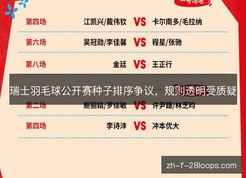 瑞士羽毛球公开赛种子排序争议，规则透明受质疑